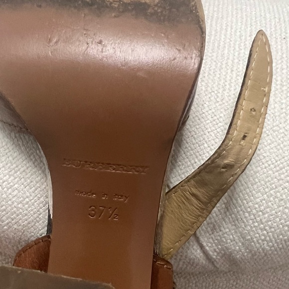 BURBERRY VINTAGE BROWN OPEN TOE HEELED SANDALS 37.5 (US 7.5) - Picture 4 of 4